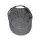 A dark grey washed cotton cap featuring a button top and an adjustable strap at the back. It has a logo.