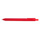 A red pen with a tapered tip and a clip on one side, featuring a smooth finish.