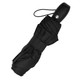 A black recycled tipless umbrella featuring a sleek handle and a compact, folded design. It has a logo on the handle.