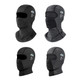 Four breathable balaclava cycling face masks in black and grey, featuring a logo on each.