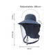 A navy mosquito mesh hat with an adjustable brim and a protective mesh netting at the back.