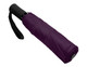 A purple fold-up umbrella with a black handle and a strap. It features a compact design for easy storage.