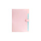 A4 expandable file folder in soft pink with a secure button closure and coloured tabs for organisation.