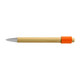 A bamboo spinner pen with a silver clip and an orange accent. It features a simple, eco-friendly design.