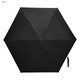 A black Paraflex umbrella featuring a hexagonal shape and a secure closure strap, with a logo present.