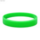 A bright green silicone wristband with a smooth finish and a simple, debossed design.