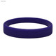 A navy blue silicone wristband with a smooth surface and embossed detailing. It features a logo.