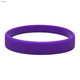 A purple silicone wristband with a smooth finish and an embossed design. It features a logo on one side.