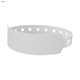 A white plastic wristband with perforations and a snap closure, designed for events and exhibitions.