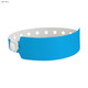 A light blue vinyl wristband featuring a white interior with holes and a clasp for secure fastening.