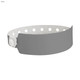 A grey vinyl wristband featuring a secure fastening and perforations, designed for events and exhibitions.