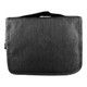 A grey toiletry bag featuring a handle, with a simple design and a logo on the front.