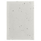 A sticky note pad featuring a speckled white design. The pad is rectangular in shape and has a smooth surface.