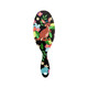 A custom hair brush featuring a cartoon kangaroo on a floral black background. It has a glossy finish and a rounded handle.