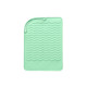 A mint green silicone pad featuring a wavy texture and a loop for hanging. It has a branding logo.