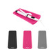 A pink heat resistant silicone mat pouch with a white styling tool on it, alongside black and grey mat options.