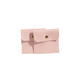 A pair of square, pink PU leather jewelry pouches with a snap closure and decorative gold button.