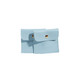A square light blue PU leather jewelry pouch with a snap closure and a gold button.