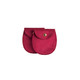 A pair of oval velvet jewelry pouches in rich burgundy with gold button closures.