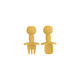 Bear Training Silicone Kids Cutlery in yellow featuring a fork and spoon with bear-shaped handles.