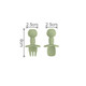 A set of green silicone cutlery for kids, featuring a bear-shaped handle with a fork and spoon.