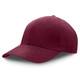 A maroon premium soft cotton cap with a curved brim and a logo. Suitable for casual wear.