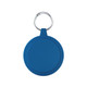 A blue keyring with a circular silicone cover and a metal keyring attachment.