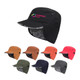 A thickened earflap hat in various colours, featuring a soft interior and a logo on the front.