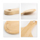 A bamboo wood pizza tray with a smooth surface and a round cutout handle, showcasing natural tones and textures.