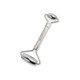 A stainless steel facial roller with a sleek, silver design and dual rolling ends. It has a logo on the handle.