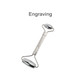 A stainless steel facial roller with two smooth ends and a central handle, featuring a logo.