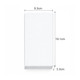 A white rectangular box with dimensions of 9.3 cm by 3.3 cm by 19.1 cm, featuring a simple design.