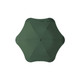 A green BLUNT Metro umbrella with a unique octagonal shape and a central button for opening and closing.