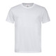 A plain white short-sleeve t-shirt with a round neckline and a brand logo on the tag.