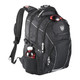 A black High Sierra Elite Fly-By 17" backpack with a drink bottle pocket and sunglasses atop, featuring multiple compartments.