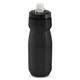 A drink bottle in matte black with a secure lid and a spout, featuring a logo on the design.