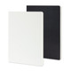 A large Moleskine Volant journal in white and black with smooth covers and rounded corners.