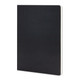 A large black Moleskine Volant journal with a smooth cover and rounded corners, featuring a logo on the front.