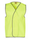 A hi-vis safety vest in bright yellow with contrasting trim and a simple design. It features a logo on the label.