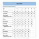 A size chart detailing measurements for men's, women's, and kids' long sleeve shirts.
