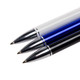 A set of three Columbia Aluminium Pens in different colors: clear, blue, and black, featuring sleek metal accents.