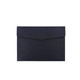 A sleek black PU leather A4 file bag with a flap closure and minimalistic design, featuring a logo.