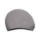 A premium silicone swimming cap in grey, featuring a textured surface with water droplet patterns and a logo.