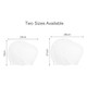 A silicone swim cap for women in white, available in two sizes, with measurements displayed.