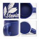 A navy blue ceramic coffee mug featuring a smooth finish and a prominent handle, with a logo on one side.