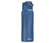 A drink bottle in navy blue with a sleek design and a logo on the side. Features a secure lid and LED indicator.