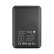A black power bank with a capacity of 5000 mAh, featuring a logo and eco-friendly materials.