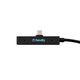 A charging cable in black with a robust design and a logo, featuring a USB-C connector on one end.
