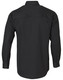 A long-sleeve cotton work shirt in black with a logo on the back.