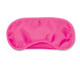 A bright pink eye mask with a soft, smooth surface and a contoured shape for comfort.